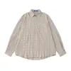 Camisa a cuadros de manga larga moderna estilo americano, corte casual y holgado, adecuada para primavera y otoño, estilo masculino, inspiración japonesa, versátil, con tejido texturizado y arrugado