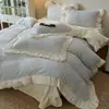 Juego de cuatro piezas estilo francés clase A de terciopelo de leche con colcha acolchada, funda de edredón de terciopelo coral, ropa de cama engrosada y cálida para invierno