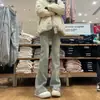 Jeans skinny de cor clara para mulheres 2024 primavera tendência novo calça de ferradura pequena cintura alta calça flare