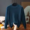 Suéter de cuello medio para hombre, tejido de otoño e invierno, suéter versátil de manga larga como base, color liso, comercio exterior transfronterizo