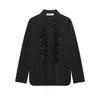 Estilo Europeo y Americano Transfronterizo Z Nueva Moda Elegante Ropa para Mujer al por Mayor Camisa de Popelina Decorada con Hebilla de Cuerda 7019310