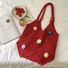 Bolsa de Punto Floral Fresca de Verano, Bolsa de Punto Dopamina, Bolso de Hombro de Punto de Gran Capacidad para Salidas de Vacaciones