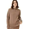 Tejidos de Cachemira para Mujer 100% Cachemira Pura Solapa Cremallera Engrosado Holgado Aspecto Adelgazante Otoño e Invierno Nuevos Tejidos para Abrigo
