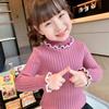 [em estoque] Blusa Básica de Tricô para Meninas Outono e Inverno Nova Camisola Infantil com Borda de Orelha para Bebês