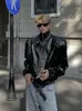 Chaqueta de cuero de motocicleta de alta gama con cuello alto 2024 para hombre, chaqueta corta de primavera y otoño con hombreras, chaqueta bomber holgada de marca moderna