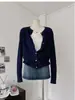 Cardigan de Tricô Torcido com Gola Redonda para Mulheres 2025 Outono e Inverno Novo Top Externo Casual Solto Jaqueta de Tricô Outono e Inverno