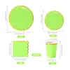 Dopamina Color Puro Encaje Estampado en Caliente Desechable Plato de Papel Vajilla Taza de Papel Servilleta Suministros para Fiesta Decoración Set Festivo
