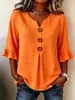 Transfronteiriço 2026 Nova Roupa Feminina Europeia e Americana Amazon Verão Feminino Gola V Algodão Linho Camisa Moda Botão Top para Mulheres