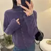 Cárdigan de punto juvenil estilo coreano con encaje calado y cuello alto, nuevo modelo de otoño e invierno, suave y cómodo, adelgazante, holgado y versátil