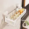 Estante de almacenamiento para baño, organizador de baño de pared sin taladro, bandeja de pared para inodoro, lavabo, lavado de manos y área de ducha