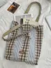 5313 Bolso de Hombro con Puntadas a Cuadros Vintage Gran Capacidad para Viajar Bolso Tote Versátil Nuevo en Primavera y Verano para Mujer Bolsa de Tela