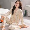 Pijama feminina atacado transfronteiriço primavera e outono novo algodão imitação manga comprida senso de alta qualidade doce casual fofo roupa de casa terno
