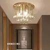 Luz Dorada Redonda Personalizada para Dormitorio, Pasillo de Cristal, Vestíbulo, Luz de Recibidor, Luz de Balcón, Luz de Techo de Lujo para Pasillo