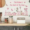 HS1221E la cocina es el corazón de la familia pegatinas de pared autoadhesivas cálidas color rosa pegatinas decorativas para la barra de la estufa de cocina
