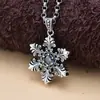 Colgante de moda con forma de copo de nieve antiguo vintage para hombre y mujer, incrustado con circonita, plata tailandesa, plata de ley s925, colgante de collar de personalidad
