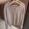 Cárdigan Fino de Punto de Lana Suave y Amigable con la Piel para Mujer, Estilo Coreano, Cuello Suelto, Corto, Suéter Chaqueta Exterior Pequeño