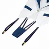 Lingerie Sexy para Mulheres Body Decote em V Profundo Manga Meia Mão Costura Dupla Sem Fundo Uniforme de Aeromoça