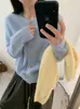 Hongmi Roupa/Estilo Coreano Outono-Inverno Doce Gola Redonda Botão de Chifre Pequeno Versátil Manga Longa Suéter Cardigan para Mulheres 3399