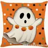 Amazon Shein Temu Transfronterizo Más Vendido Halloween Funda de Cojín Decorativa Sofá Nuevo Estilo Sala de Estar Calabaza Fantasma