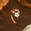 Anillo de Flor de Plata de Ley 925 para Mujer, Suave y Elegante, Circonita de Concha, Estilo Coreano, Moderno, Dulce, Anillo Ajustable para Dedo Índice