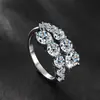 Anillo de plata de ley S925 de stock de fábrica con moissanita, anillo de plata con incrustaciones de moissanita estilo niche ins, joyería para el dedo