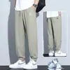 Pantalones deportivos casuales cruzados de secado rápido para hombre, corte holgado, estilo fino de verano, pantalones jogger de seda helada, nuevos pantalones de verano para hombre