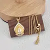 Nuevo Modelo de Lujo Ligero Dorado Arena con Acabado Cepillado Fino, Collar de Gota de Agua Pagoda Blanca, Estilo Chino Nuevo Temperamento de Alta Gama Al por Mayor