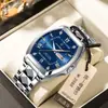 Poedagar/Baidaqia Nuevo Reloj para Hombre Impermeable Luminoso Forma de Barril Cuarzo Correa de Acero Doble Calendario Reloj de Pulsera