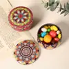 Estilo Étnico Hierro Pequeño Redondo Tarro Vela Aromaterapia Caja de Almacenamiento Estilo Exótico Adornos Decorativos Tarro Contenedor Pintado Impreso