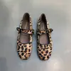 Zapatos Planos Retro de Gamuza con Estampado de Leopardo para Mujer 2026 Nuevos de Primavera y Otoño Versátiles Zapatos de Salón Mary Jane Franceses