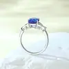 Anel de Prata de Lei S925 Borboleta Diamante Flash Oval Azul Real Diamante de Alto Carbono Luxo Acessível Joias de Ponta Presente para Melhores Amigas