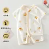 Ropa para recién nacidos, Body de manga corta para bebé, Mameluco fino de verano para bebé, Ropa interior de algodón puro clase A que protege la barriga