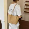 Bolso tote de cubo tejido de gran capacidad para mujer, nuevo modelo 2026, juego de dos piezas, bolso de hombro y axila de color liso