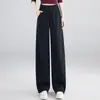 Calça Larga Casual Vermelha de Verão para Mulheres 2026 Novo Estilo Cintura Elástica Estilo Preguiçoso Emagrecedora Solta Longa