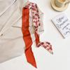 Pañuelo de seda largo y pequeño para mujer, banda para el pelo, doble cara, elegante, para bolso con lazo, pequeño, regalo de mano, pañuelo con lazo
