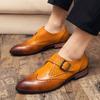 Sapatos Masculinos de Couro com Blocos de Cor Transfronteiriços, Sapatos Casuais de Passarela da Moda com Bico Fino, Sapatos de Casamento do Noivo, Sapatos de Couro Masculinos de Tamanho Grande