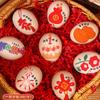 Novo estilo chinês feliz ovo adesivo ovo tatuagem adesivo bebê um ano lua cheia cem dias feliz palavra adesivo aniversário banquete semana