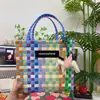 Momoshine Cesta de Vegetais Tecida à Mão de Celebridade da Internet Tailandesa de Verão Grande Capacidade Portátil Bolsa de Ombro Feminina para Praia