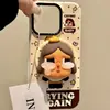 Fofo Avatar de Bebê Chorando em Couro Preto Estéreo Suporte Magnético Adequado para Celular Magsafe para Adsorver Fortemente na Mesa Pessoas Preguiçosas