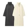 Atacado de Roupas Femininas Transfronteiriço: Casaco Trench Coat Longo de Lã Dupla Face com Gola Alta Estilo Europeu e Americano para Mulheres com um Toque de Socialite de Alto Nível