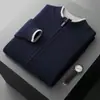 Bestseller da Amazon Outono/Inverno Masculino Suéter 100% Lã Pura Cardigan Versátil e Fashion Tricô Color Block Roupa Externa