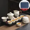 Lujo Ligero de Gama Alta Horno Ru Juego de Té Kung Fu para el Hogar Cerámica China Tetera Taza de Té Bandeja de Té Pequeña Juego de Regalo