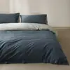 Juego de cama de lujo de alta gama de 1.2 m hecho de tela de algodón cepillado con bloques de color, juego de tres piezas para dormitorio principal, juego de cuatro piezas de algodón puro que incluye sábana bajera, funda de edredón y ropa de cama