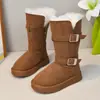 Botas de Neve Femininas com Forro de Lã Botas Altas Infantis Novo Estilo Inverno 2026 Sapatos Grandes de Algodão para Meninas Botas de Cano Alto Botas de Neve