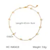 Collar de Acero Inoxidable Estilo Francés Pulsera de Perlas Florales con Cuentas Cadena para Clavícula Elegante de Lujo Ligero de Acero de Titanio Joyería sin Color