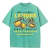 [Transfronterizo 230g] Camiseta Lavada para Mujer Estampado de Fruta de Limón Fresco Y2K Manga Corta Holgada Pieza Completa