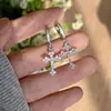 Brincos de Argola Cruzados Europeus e Americanos de Luxo Leve Cravejados com Diamantes para Mulheres, Argolas Cruzadas Super Brilhantes Estilo Francês, Acessórios de Orelha da Moda Ins Estilo Transfronteiriço