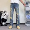 Jeans Rotos de Cintura Alta Ajustados de Moda para Hombre, Pantalones Distressed Rectos Sueltos con Estilo, Pantalones Largos de Algodón Frescos