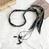 Joyería Retro, Pañuelo de Seda Estilo Bohemio, Cadena para la Cintura con Borla Trenzada, Cinturón Estampado de Moda, Accesorios de Estilo Dulce y Fresco, Accesorios para el Cabello