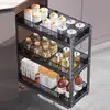 Gabinete Cesta de Cocina Cesta para Condimentos Cesta para Condimentos de Gabinete Estrecho Tipo Cajón Estante Soporte Integrado Gabinete de Cocina Azul Fábrica